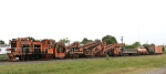 A parade of MOW equipment heads southbound